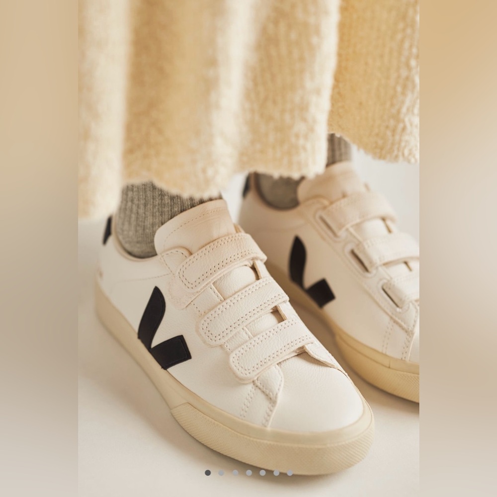 Veja Women's White Sneaker with Black V Detail